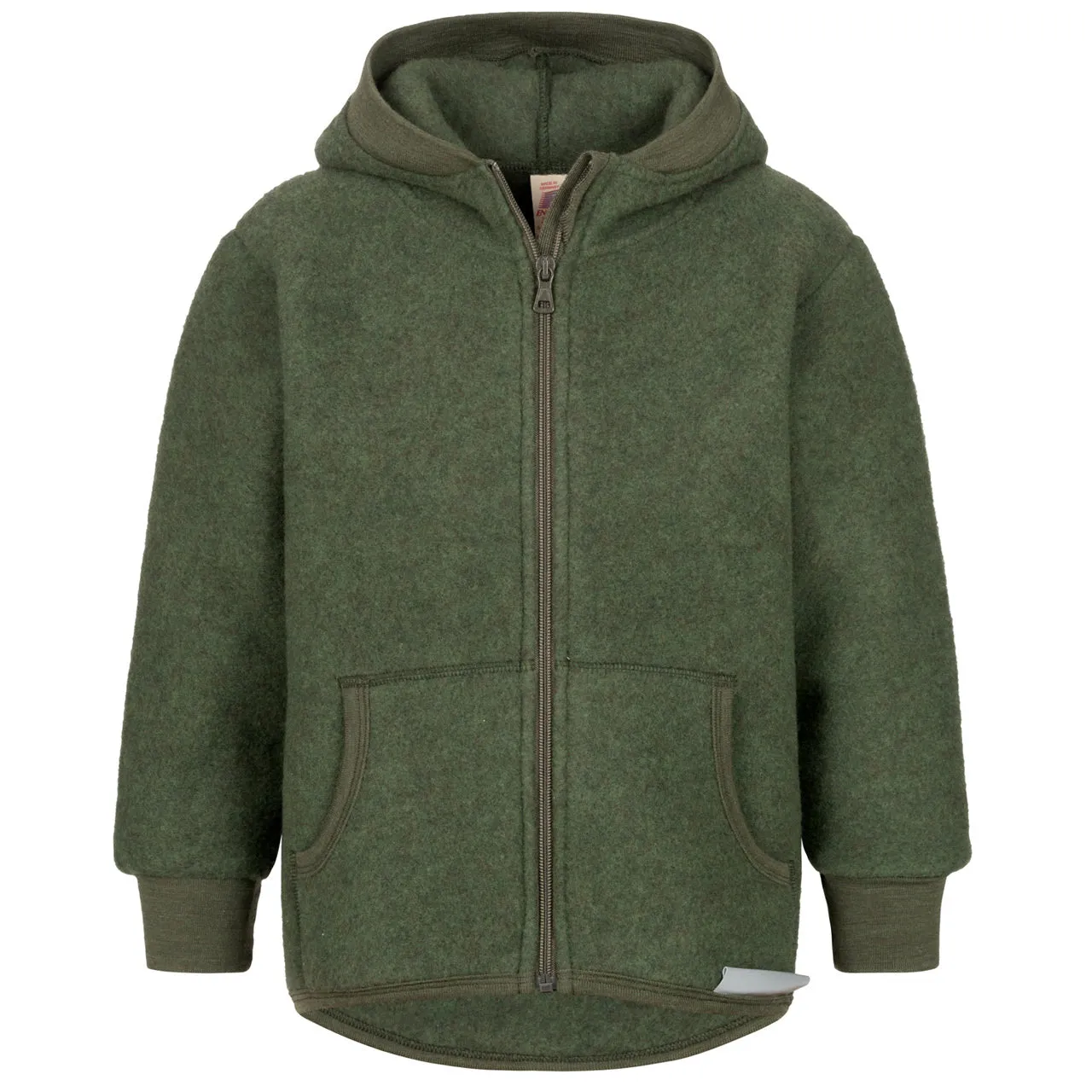 Hooded Jacket in Organic Wool Fleece with Zip (big kids 9-12y )