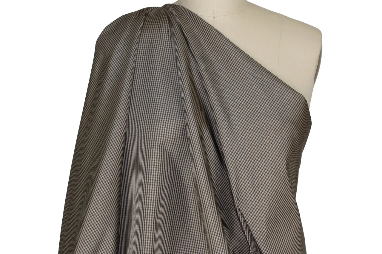 Italian Mini Check Taffeta - Taupe/Black