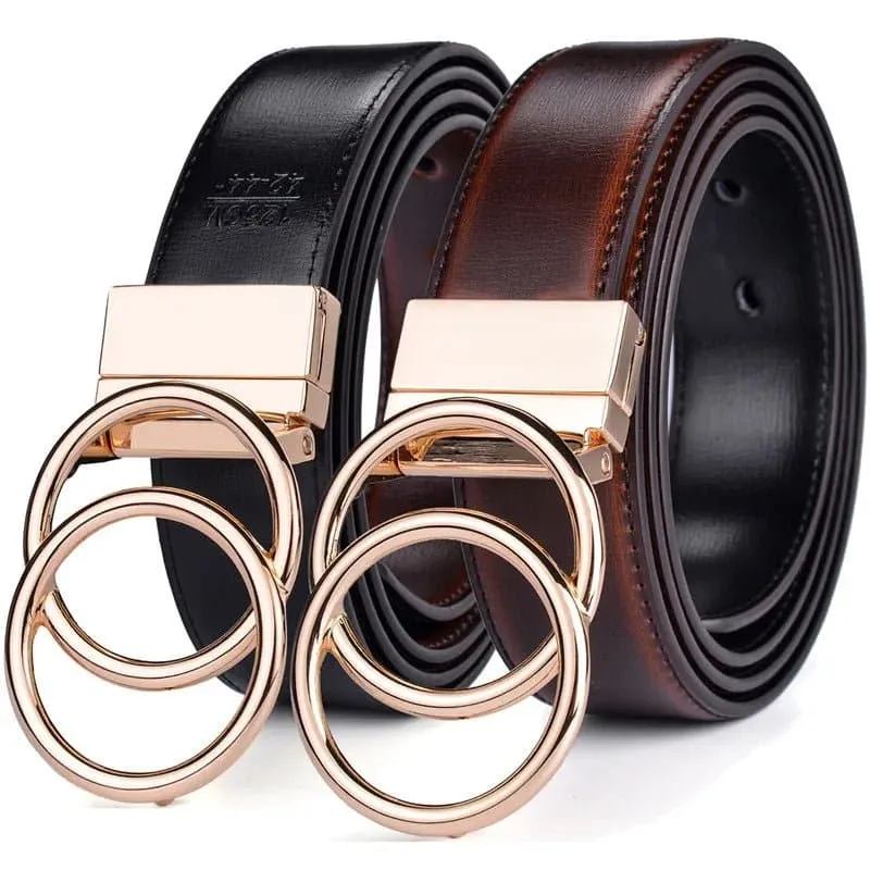 Leather Reversible Belt: Elegant Two-in-One Accessory for Men and Women