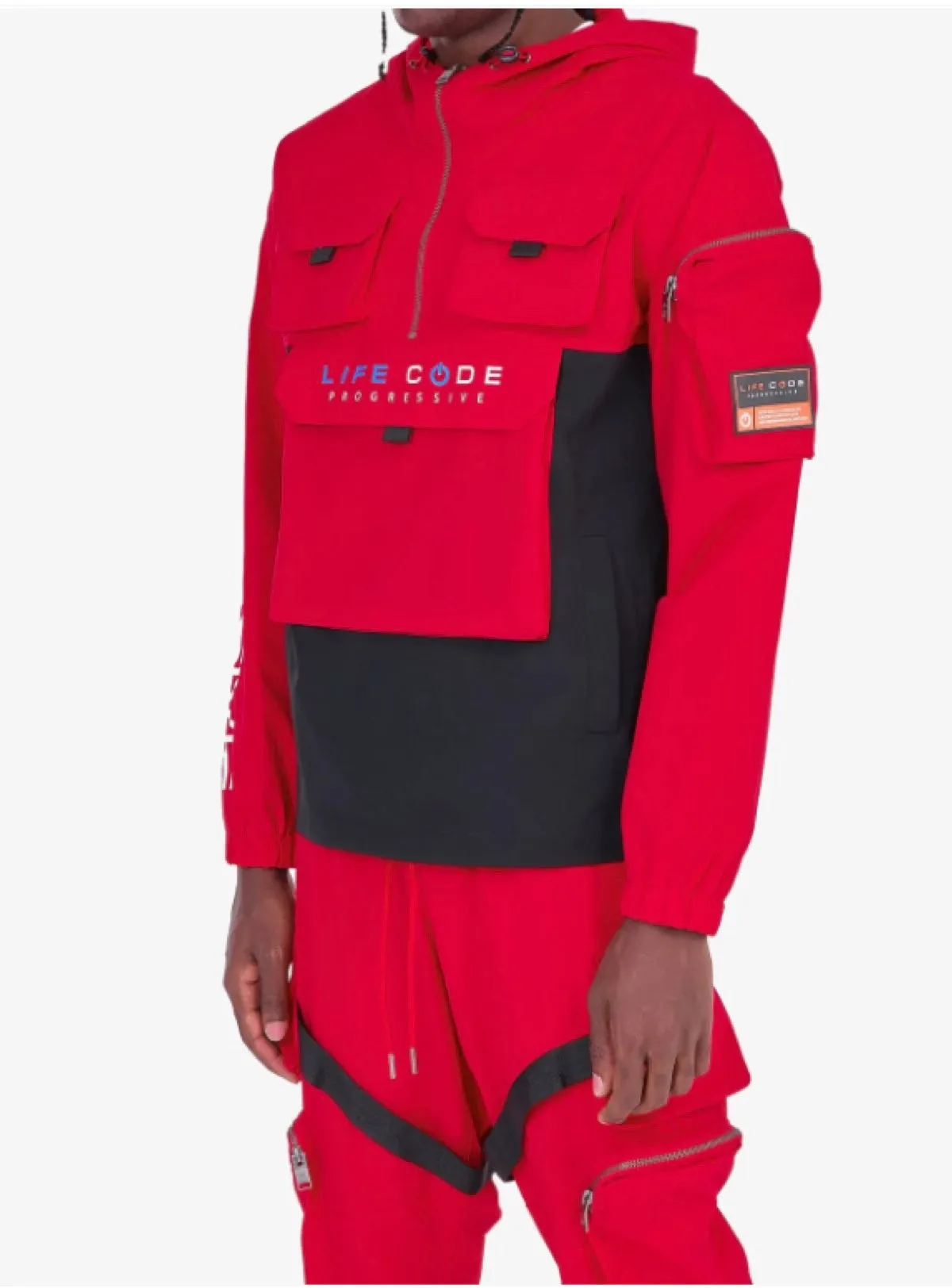 Life Code Jacket - Utility Windbreaker - Red - 13J03