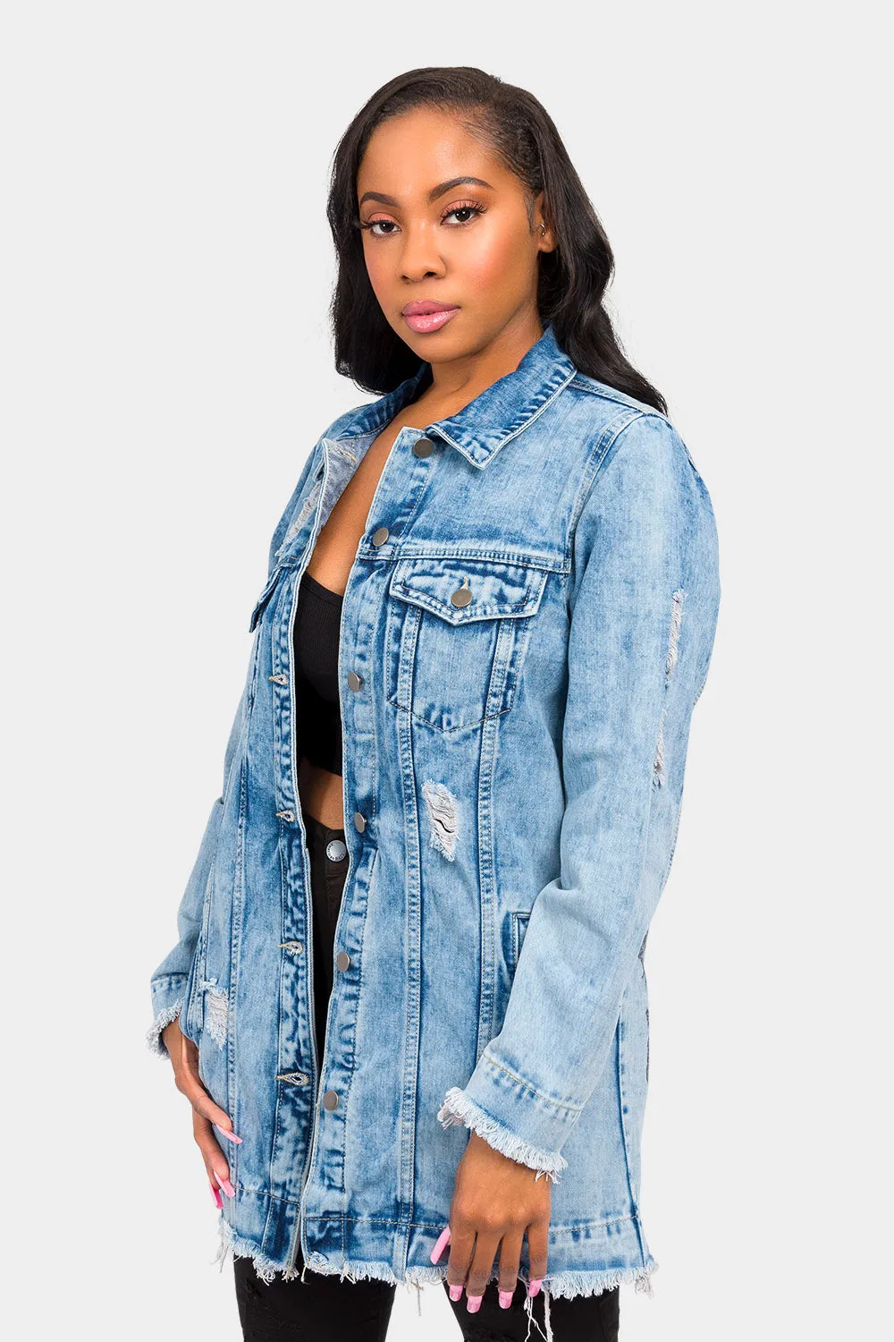 Little Angel Distressed Denim Jacket