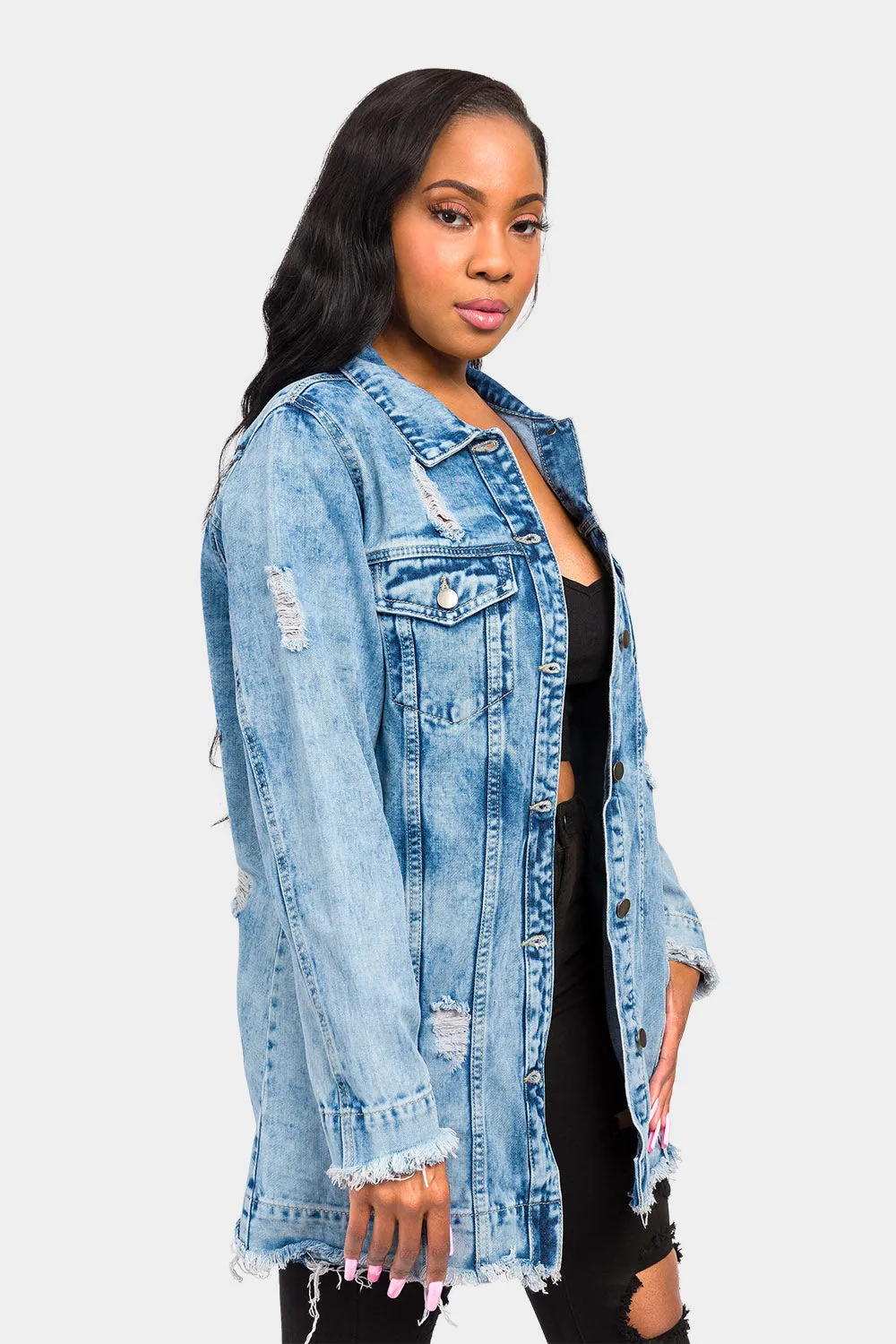 Little Angel Distressed Denim Jacket