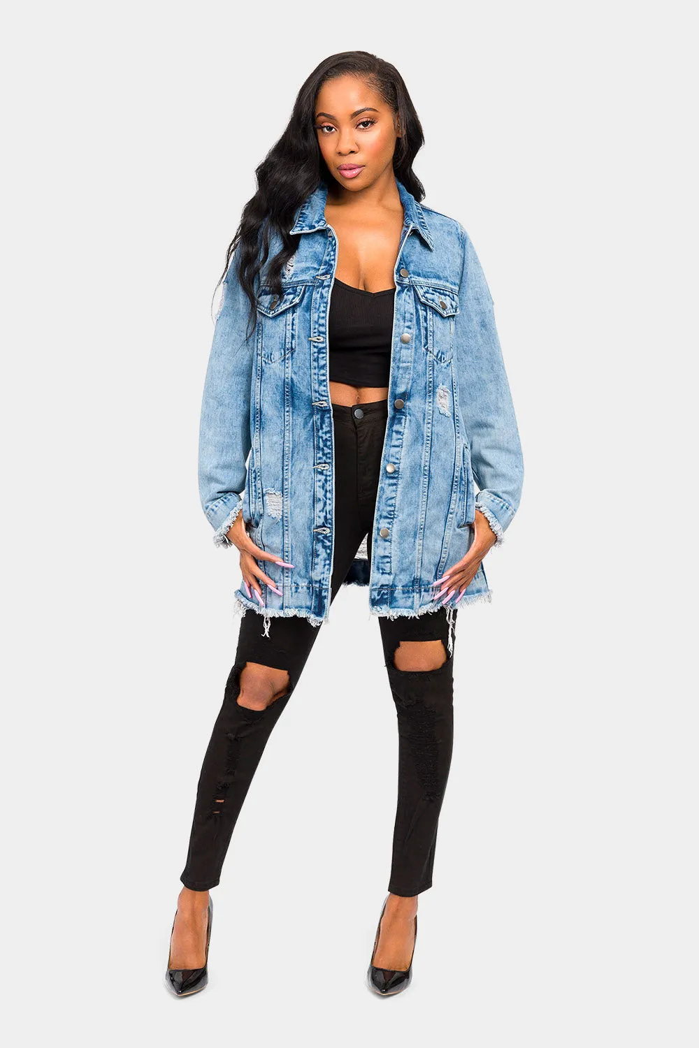 Little Angel Distressed Denim Jacket