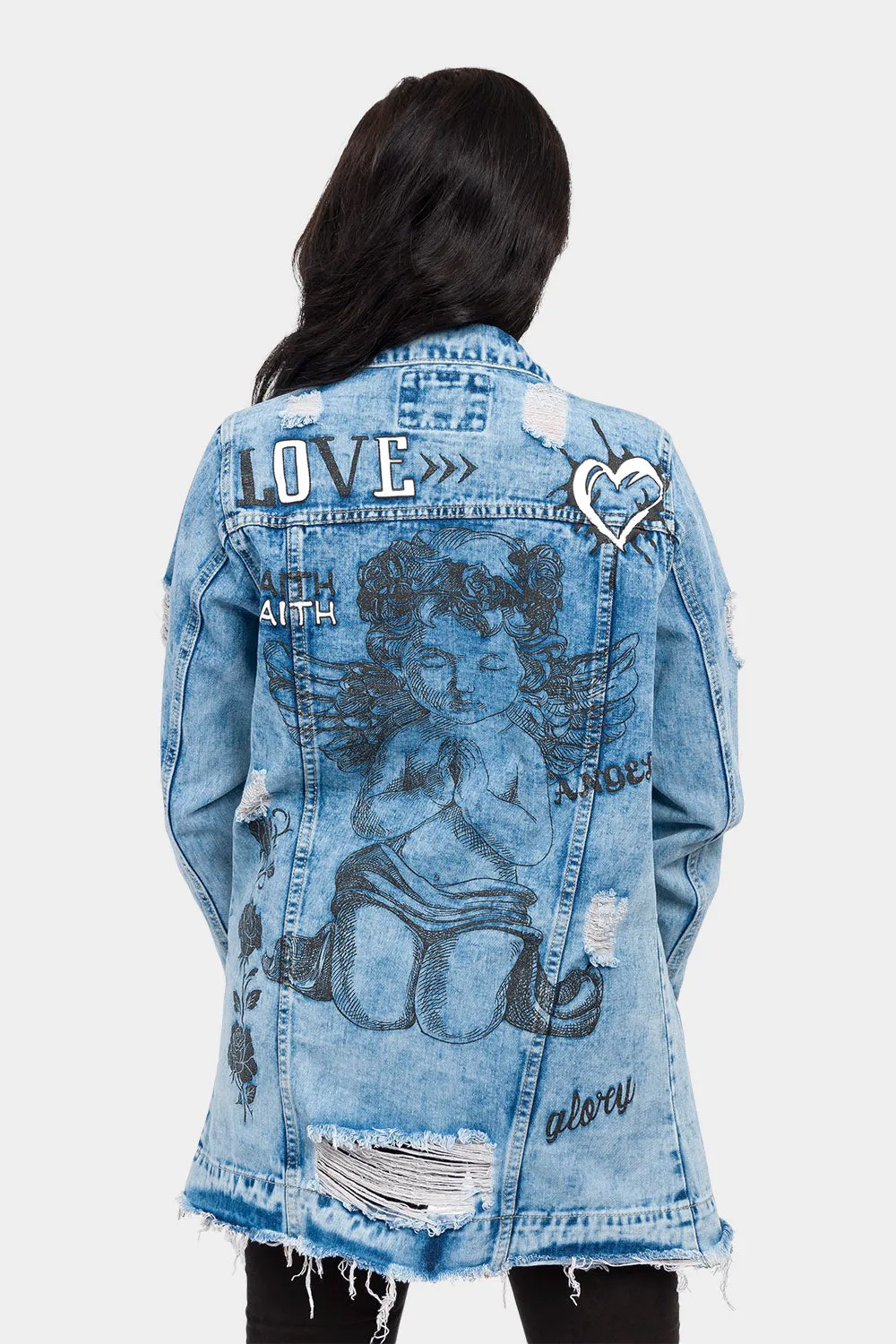 Little Angel Distressed Denim Jacket