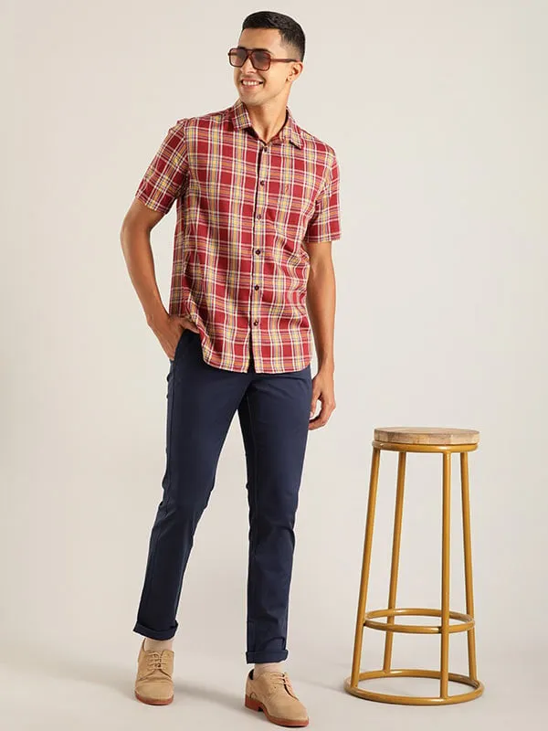 Men Checked Half Sleeve Cotton Shirt