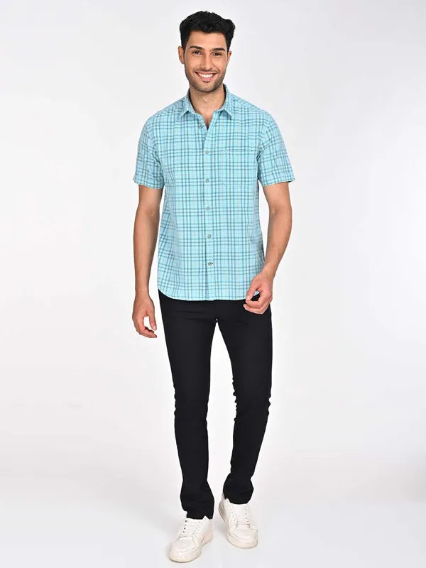 Men Checked Half Sleeve Cotton Shirt