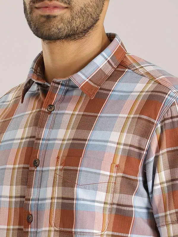 Men Checked Half Sleeve Cotton Shirt