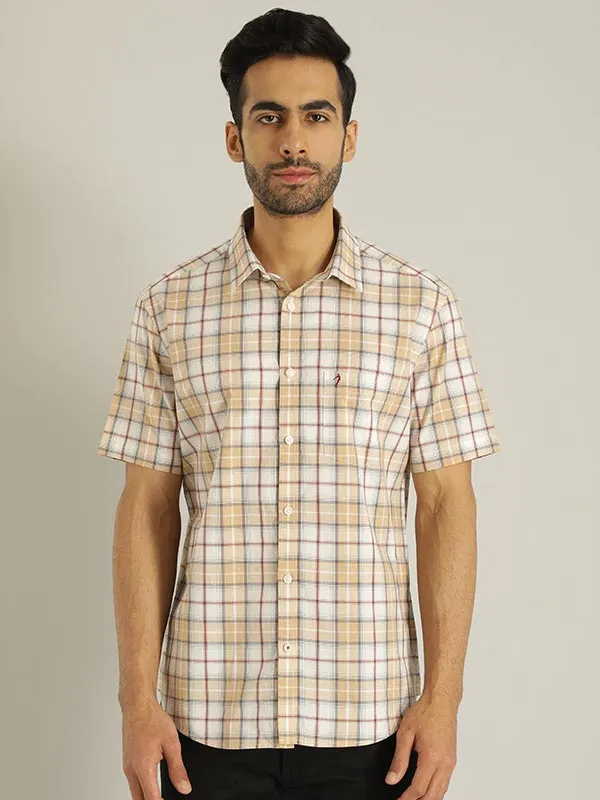 Men Checked Half Sleeve Cotton Shirt