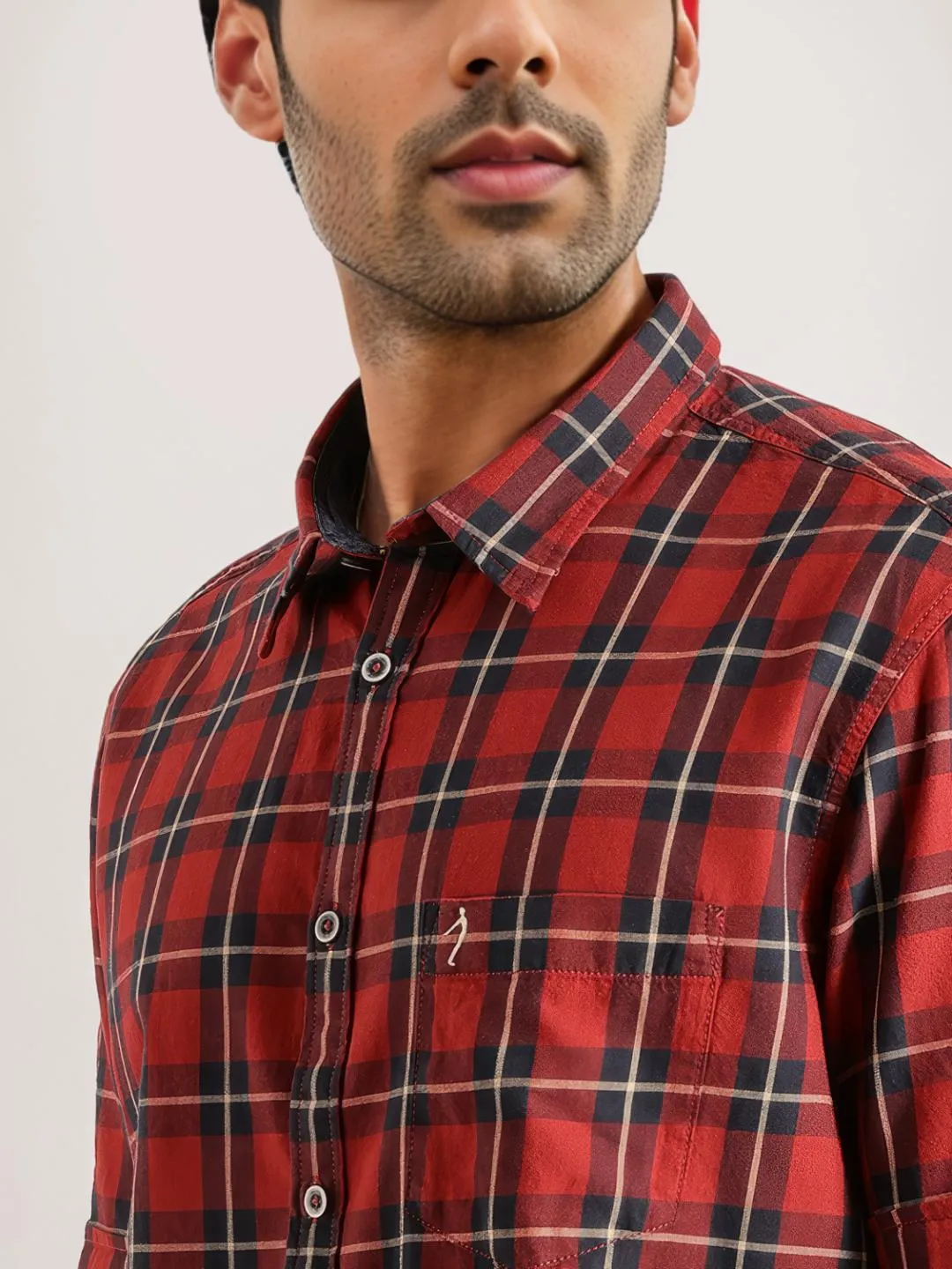 Men Checked Half Sleeve Cotton Shirt