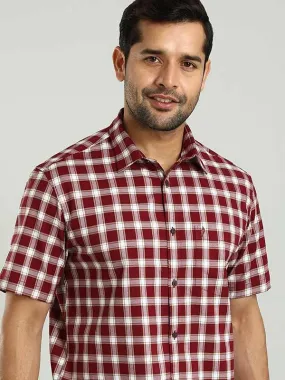 Men Checked Half Sleeve Cotton Shirt