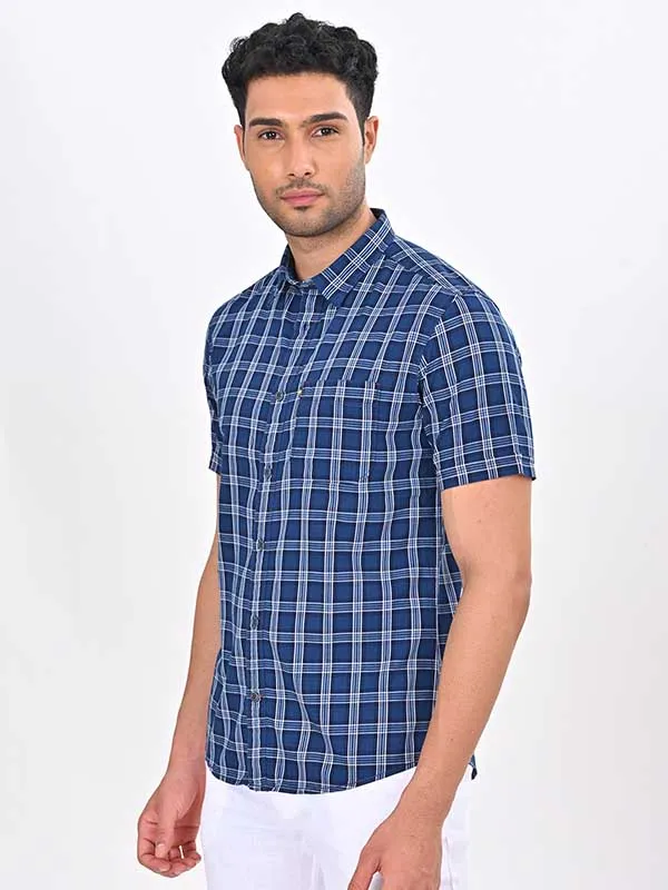 Men Checked Half Sleeve Cotton Shirt