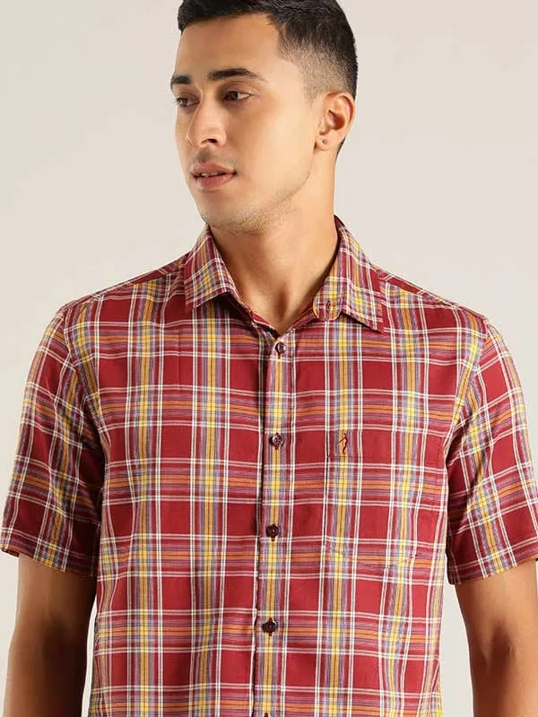 Men Checked Half Sleeve Cotton Shirt