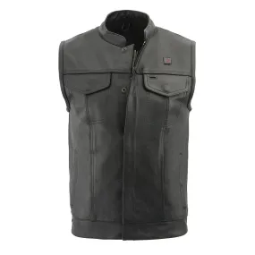 Men’s Leather Club Style Vest w/ Heated Technology and Cool Tec®