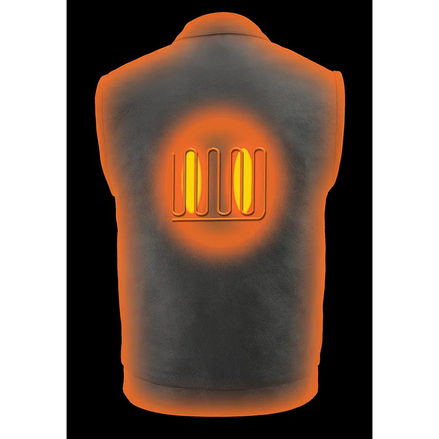 Men’s Leather Club Style Vest w/ Heated Technology and Cool Tec®