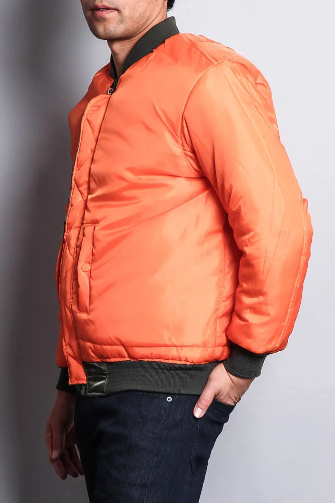 Men's Reversible Padded Bomber Flight Jacket