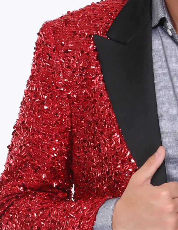 men's sequin blazer, red tux blazer