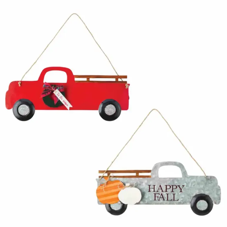 Mudpie Reversible Tin Truck Door Hang