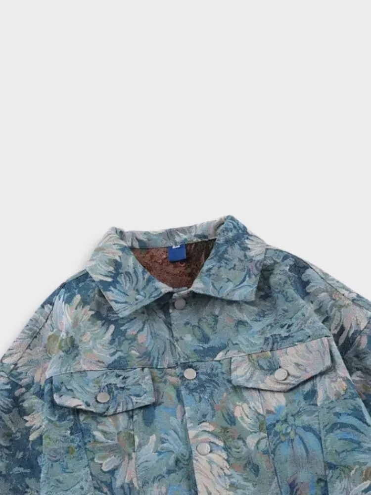 Oil Painted Flower Denim Jacket