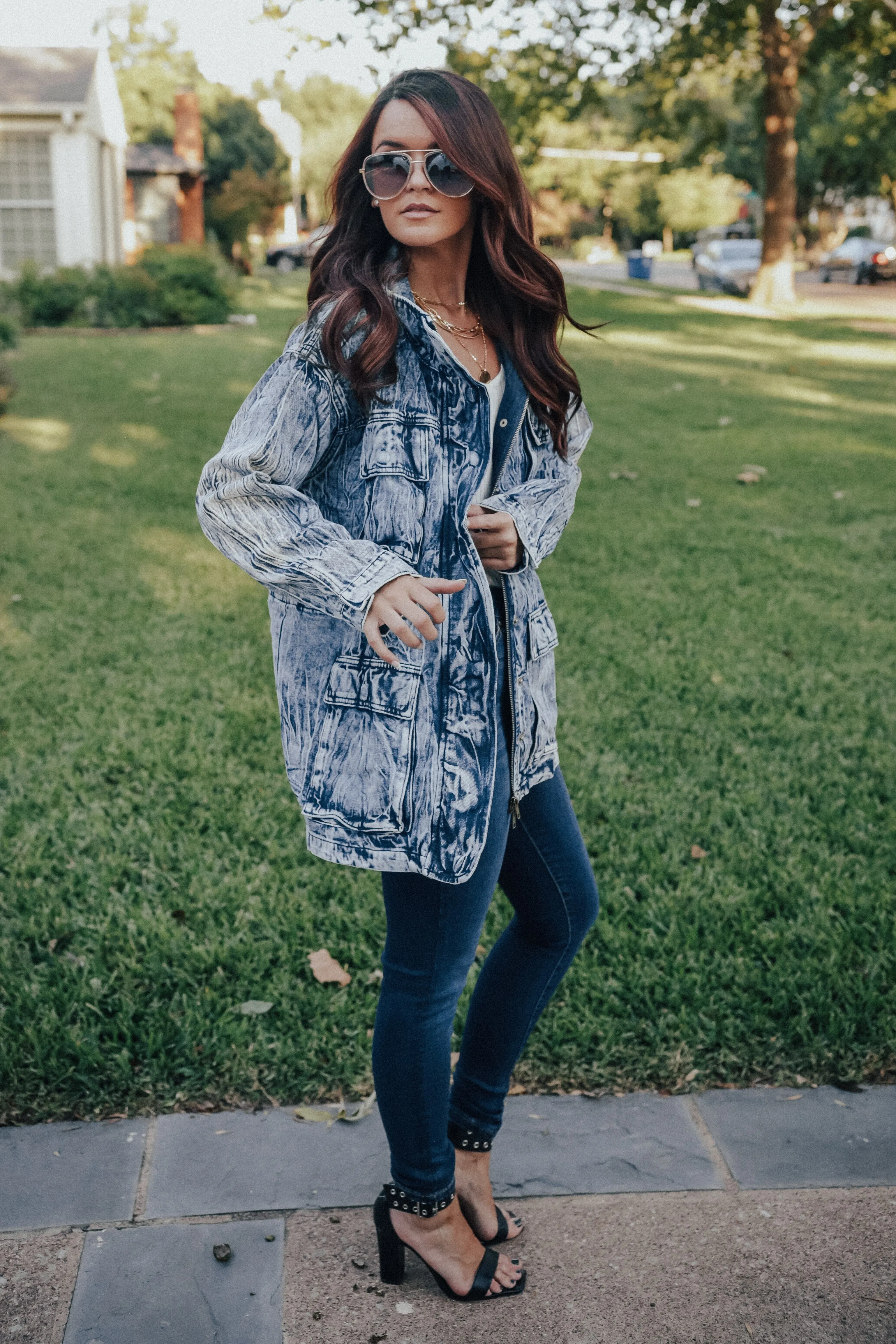 Oversized Acid Wash Denim Jacket (Blue)