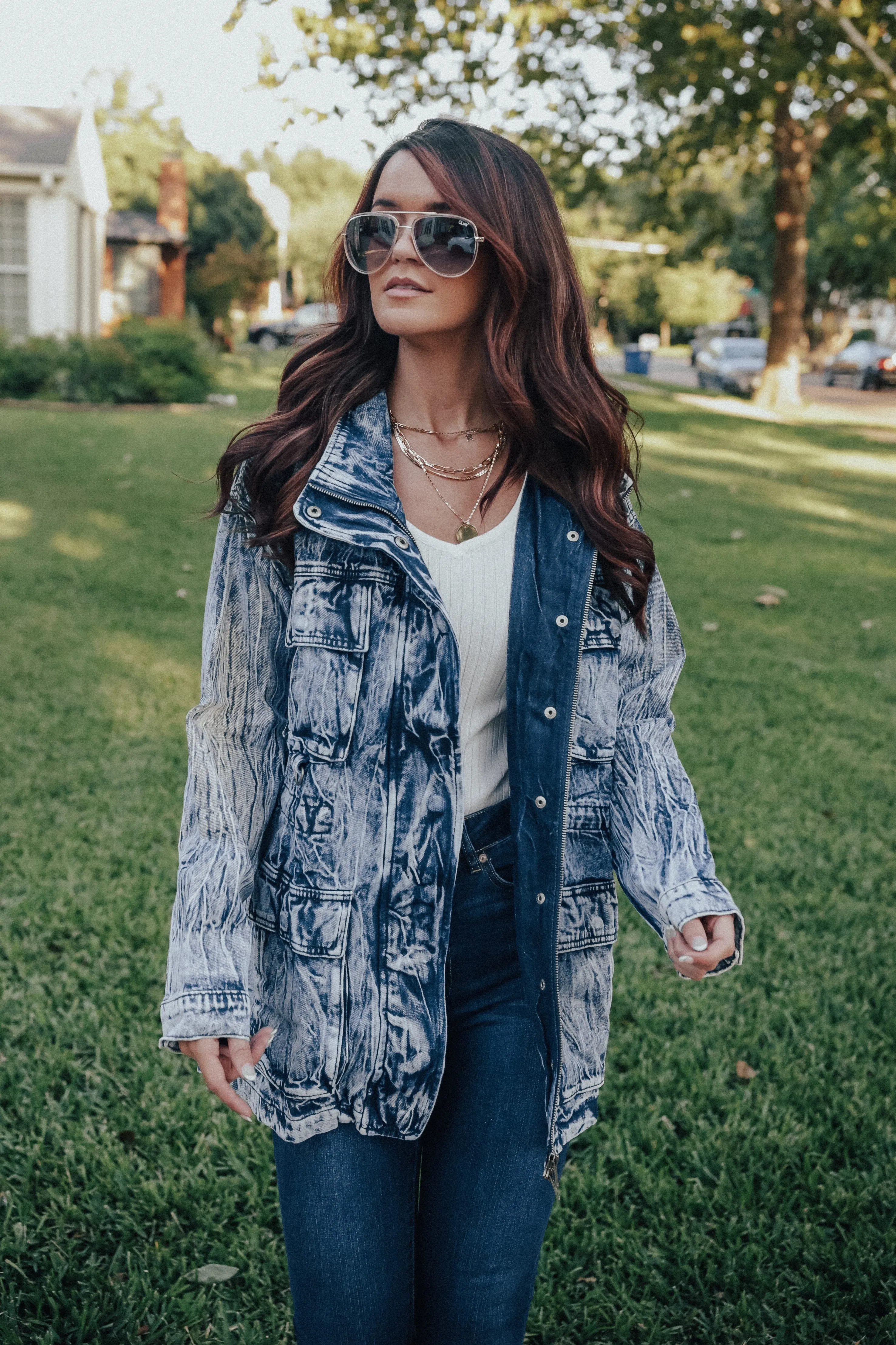 Oversized Acid Wash Denim Jacket (Blue)