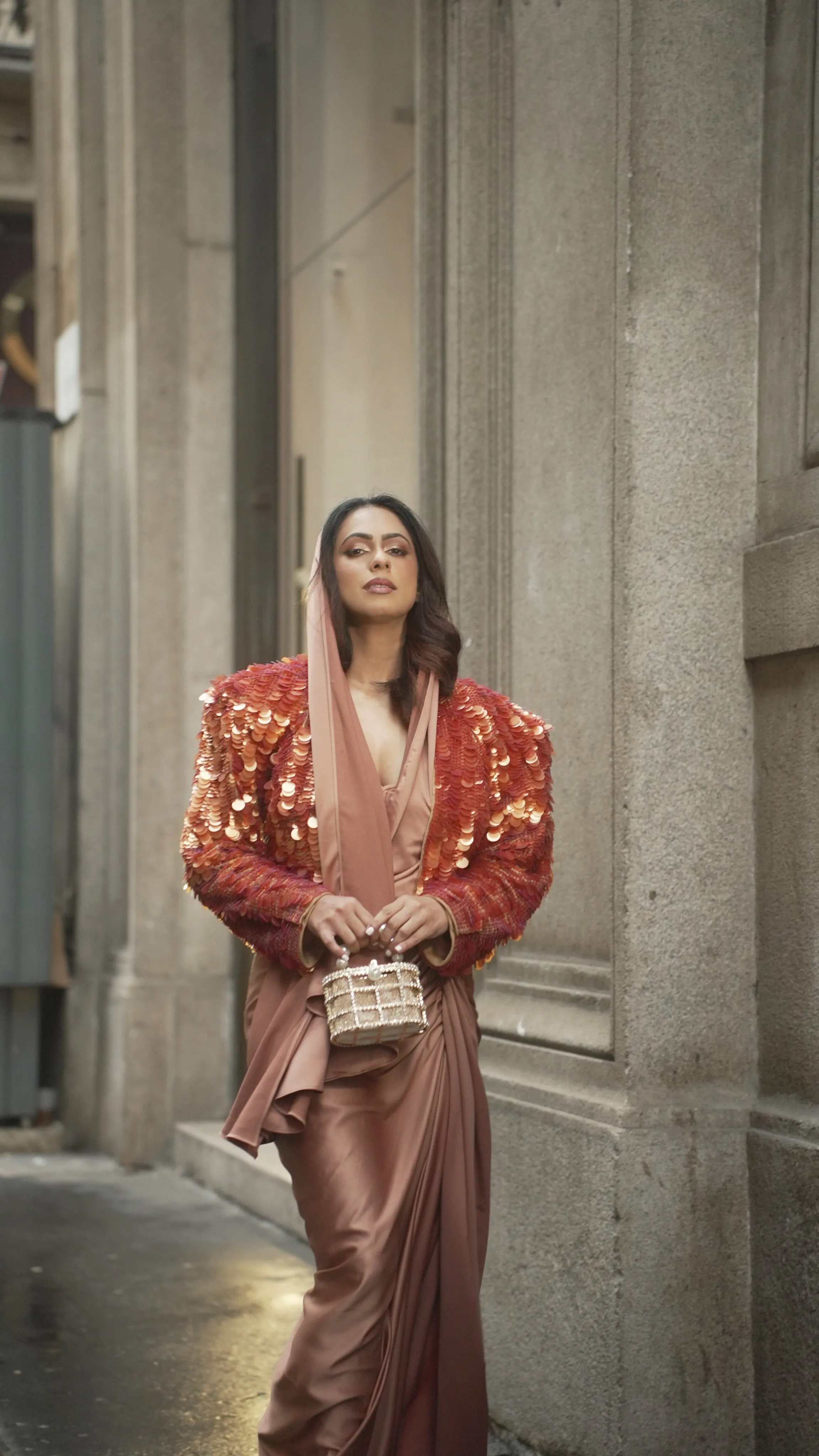 Pavitra Sagar in Kaai Sari with Power Jacket