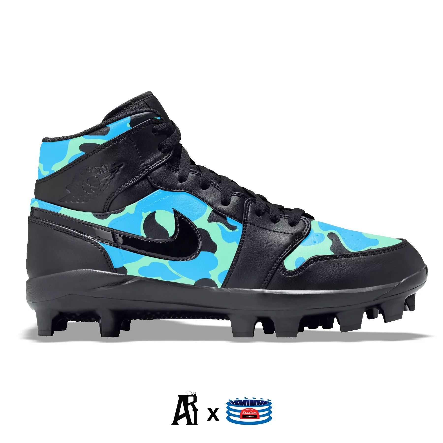 "Aqua Camo" Jordan 1 Retro Cleats