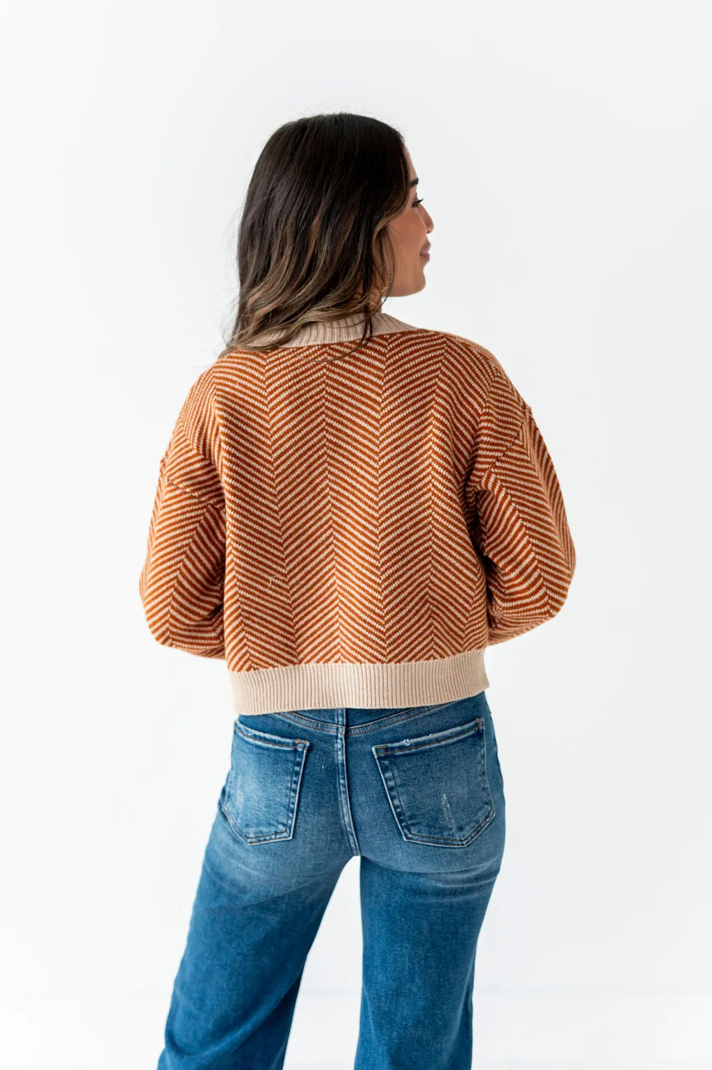 Ravi Cropped Cardigan in Rust