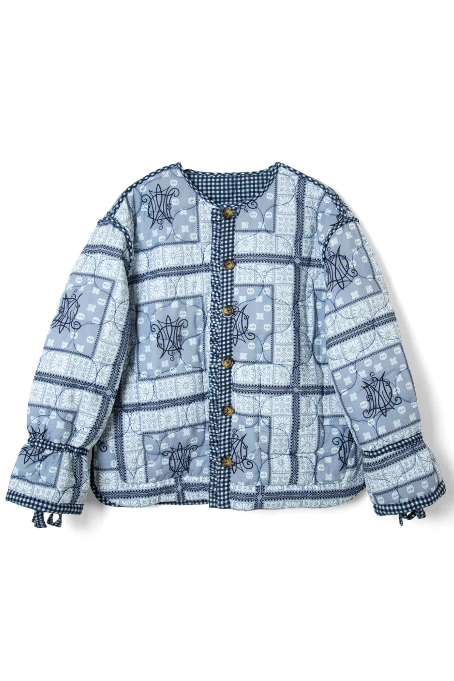 reversible dalton quilted jacket - mixed blue