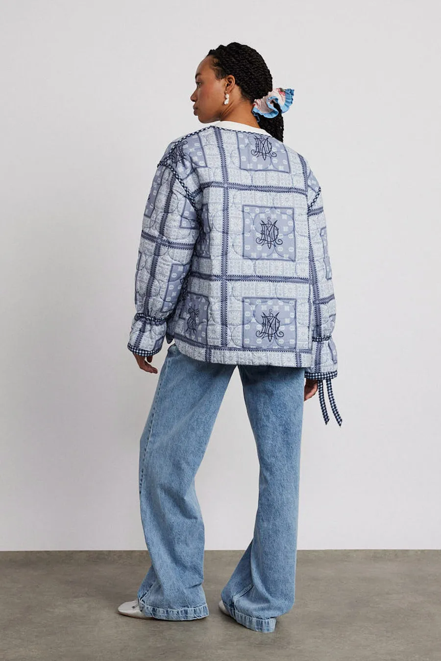 reversible dalton quilted jacket - mixed blue