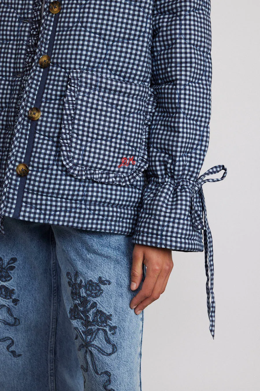 reversible dalton quilted jacket - mixed blue