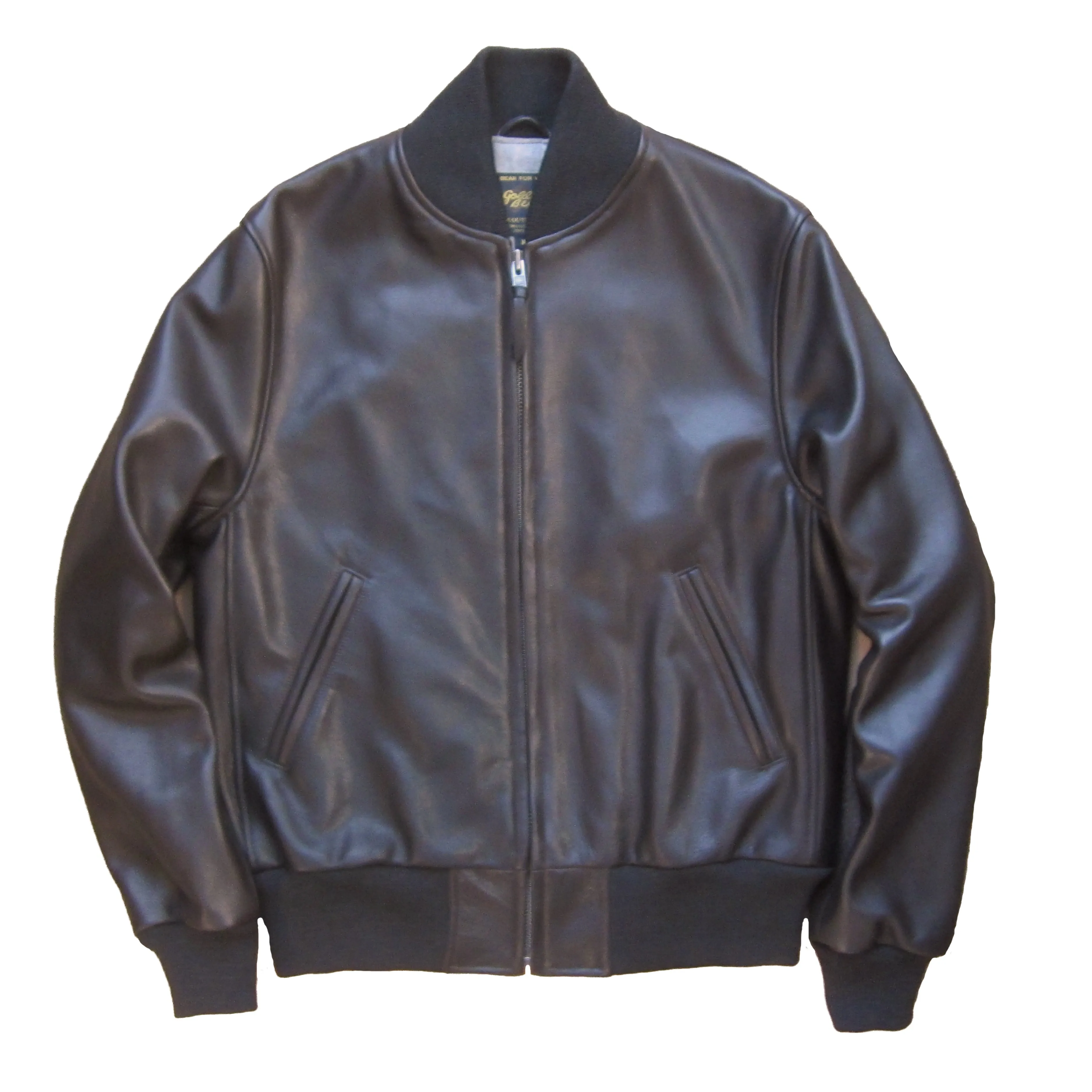 The Ashbury - Dark Brown Zip Front Naked Leather Baseball CONTEMPORARY FIT