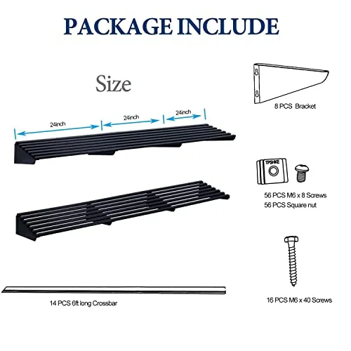 TPSHKE Garage Wall Shelves 17in x 72in 2-Pack, 1000LBS,Wall Shelf Garage Storage Rack , Black