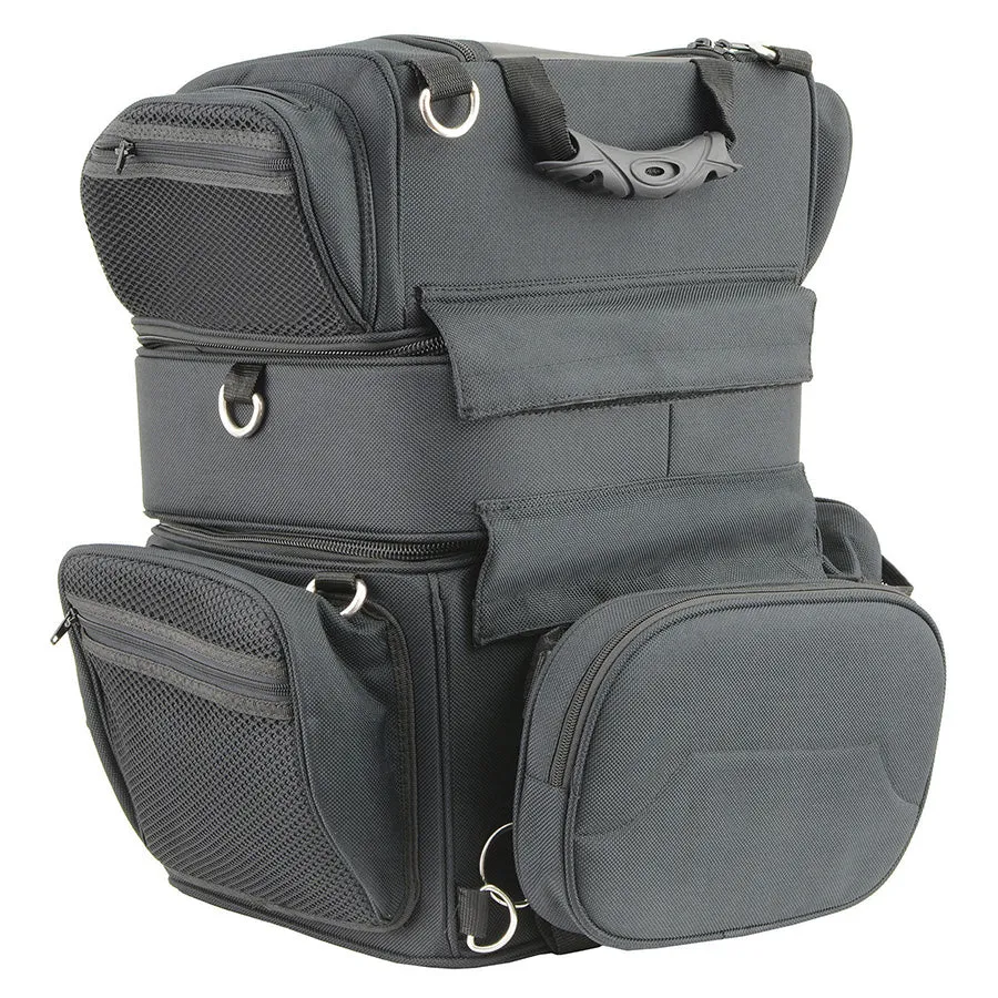 Triple Barrel Sissy Bar Rack Bag w/ 5 Bonus Pockets