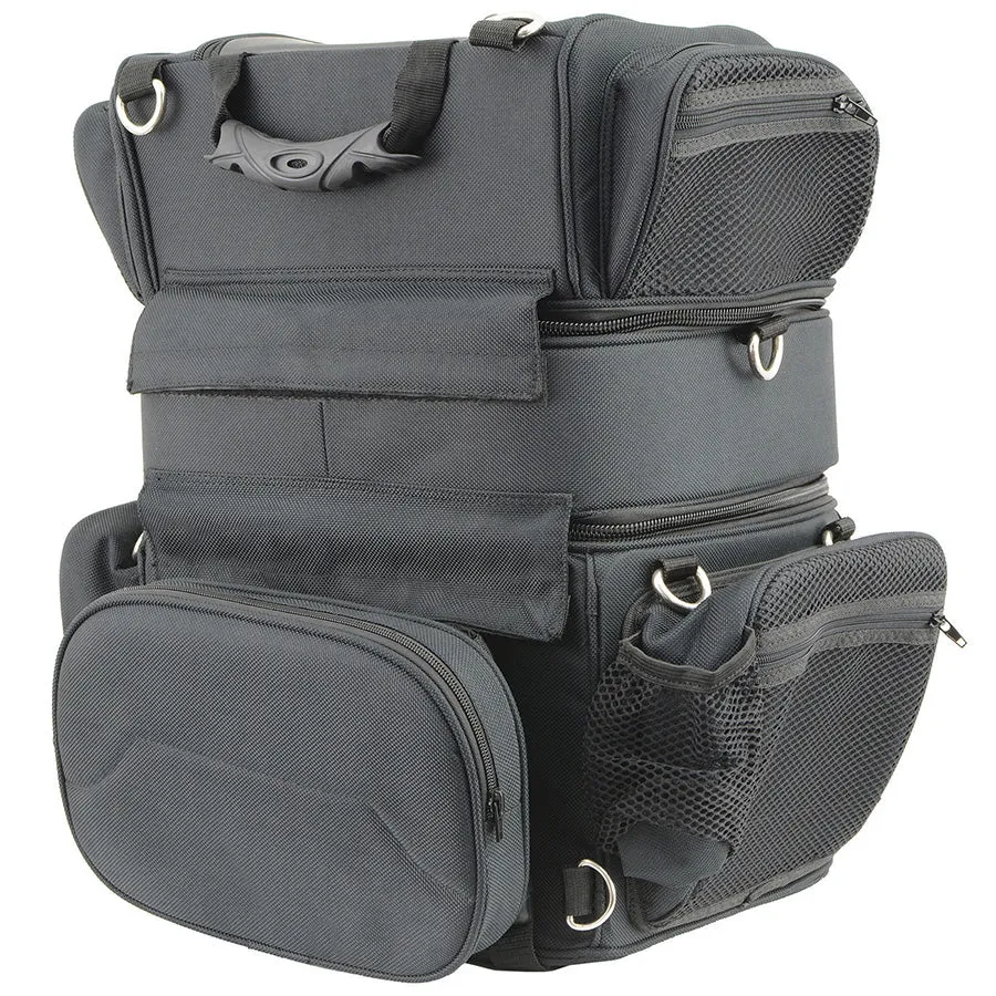 Triple Barrel Sissy Bar Rack Bag w/ 5 Bonus Pockets