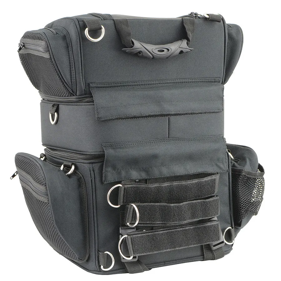 Triple Barrel Sissy Bar Rack Bag w/ 5 Bonus Pockets