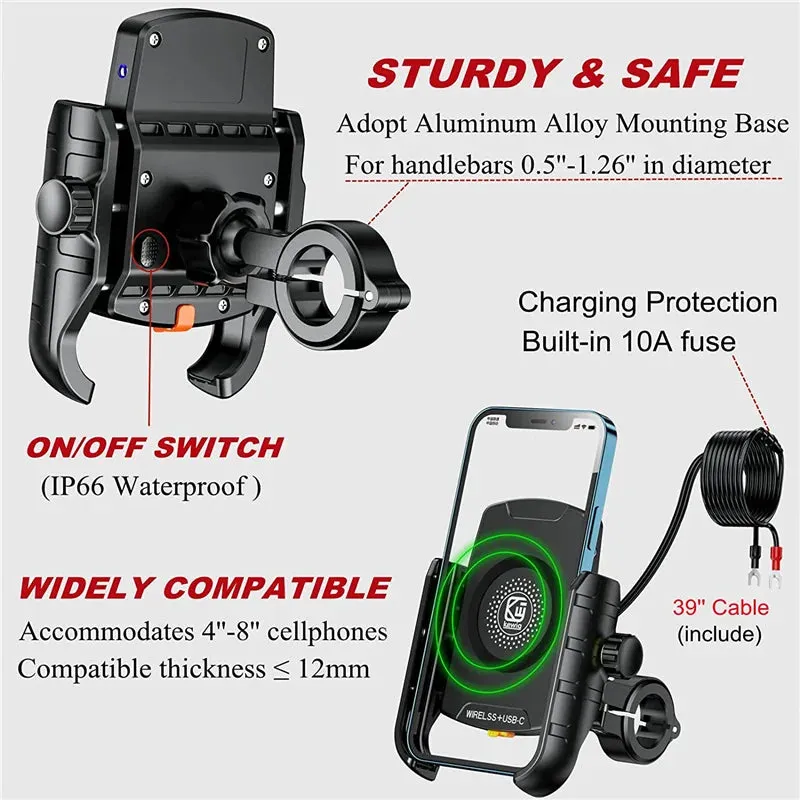 USB Fast Wireless Charger  Motorcycle Phone Holder