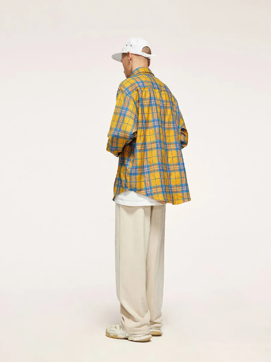 Vintage Classic Yellow Check Shirt Jacket