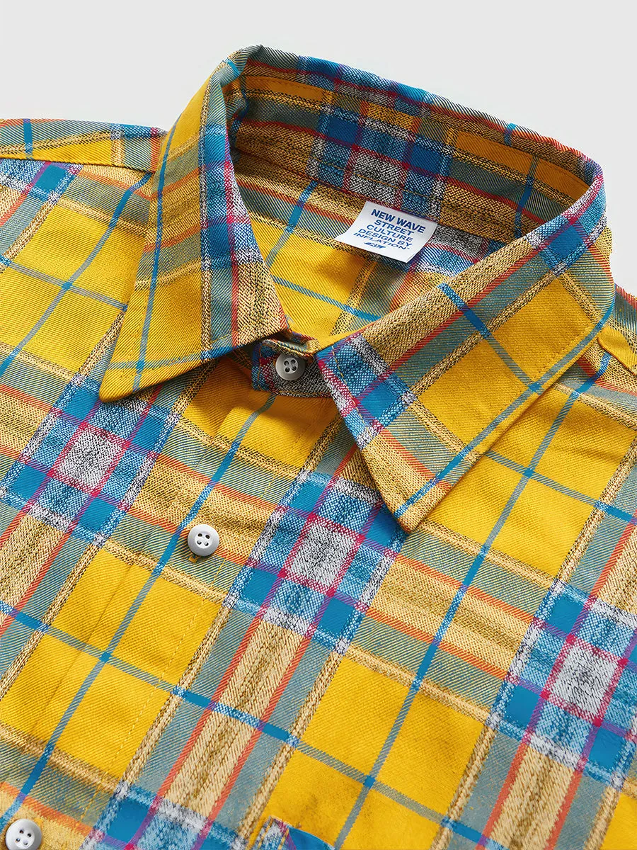 Vintage Classic Yellow Check Shirt Jacket