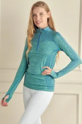 Women's Seamless Half Zipper Jacket with Thumb Holes - Great for Fall