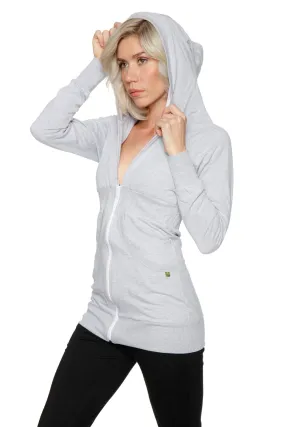 Zip-up Long Body Travel Hoodie Jacket (Heather Grey)