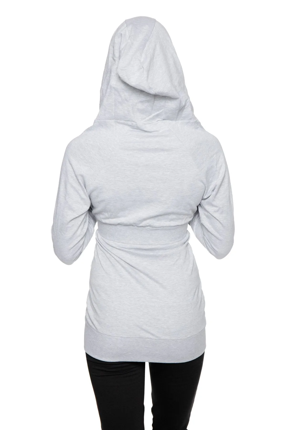 Zip-up Long Body Travel Hoodie Jacket (Heather Grey)