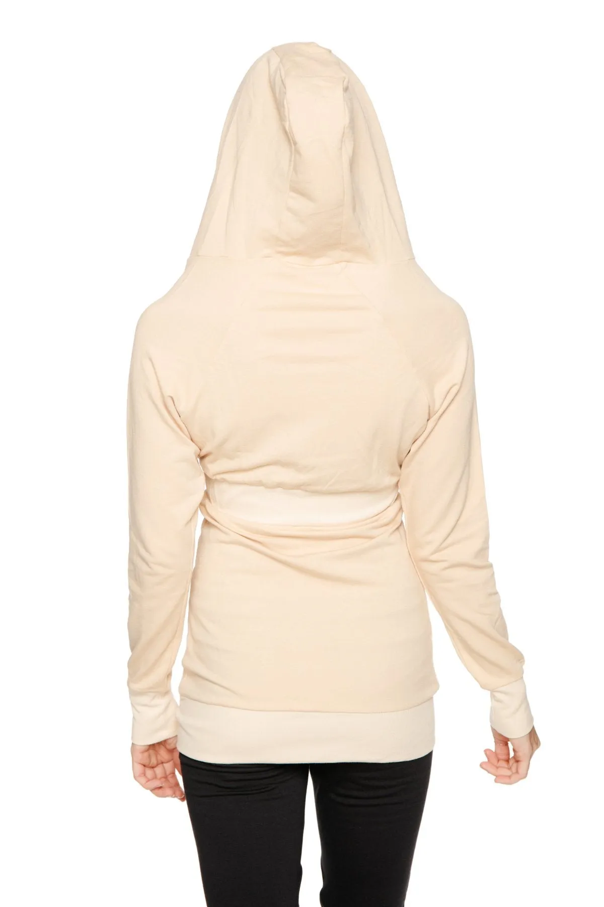 Zip-up Long Body Travel Hoodie Jacket (Sand Beige)